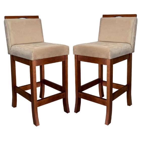 Kit 2 Banquetas Turim Assento 60 Cm Madeira Castanho Suede Menor preço em Kit 2 Banquetas Turim Assento 60 Cm Madeira Castanho Suede