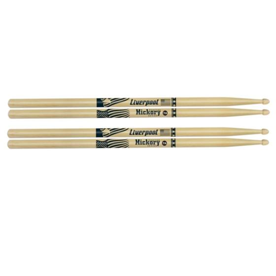 Imagem de Kit 2 Baqueta Liverpool American Hickory Series 7a Ponta Madeira