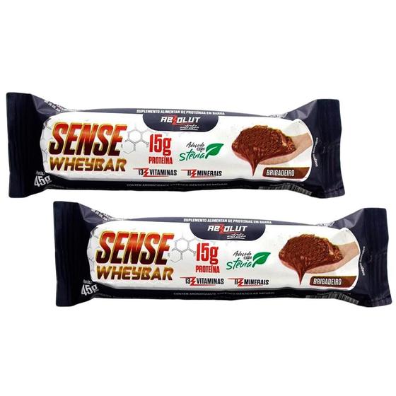 Imagem de Kit 2 Barra de proteína Sense Whey Bar Absolut Nutrition Sabor Brigadeiro 15g de Proteína Adoçado com Stevia 45g