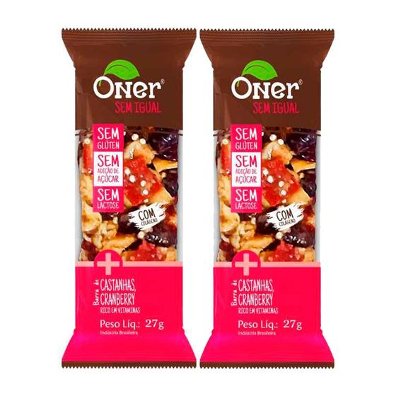 Imagem de Kit 2 Barra Oner Sem Igual Castanhas e Cranberry 27g