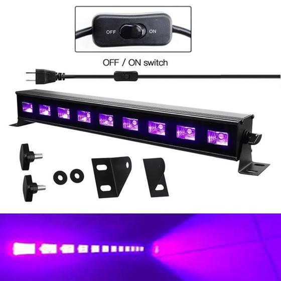 Imagem de Kit 2 Barras Luz Negra Ultravioleta Neon Barra 9 LED Para Festa Balada Efeitos Especial LKUV9