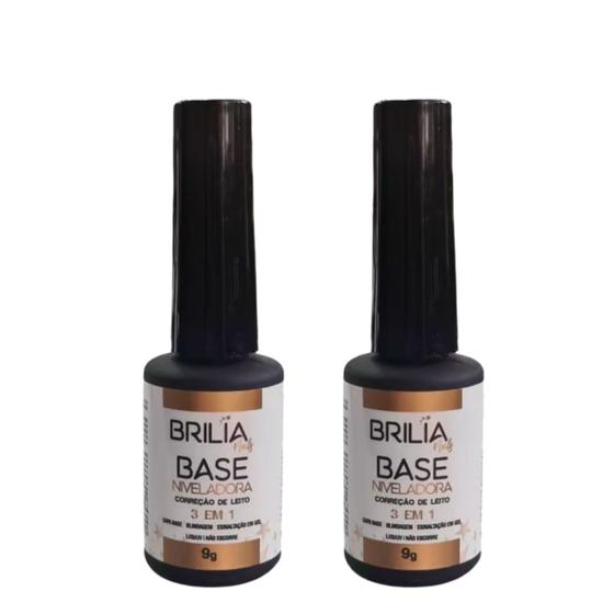 Imagem de Kit 2 Base Gel 3 em 1 Blindagem Unhas 10ml - Brilia