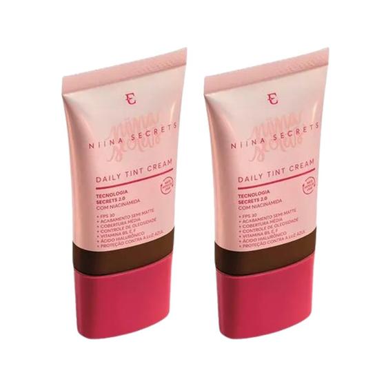 Imagem de Kit 2 Base Líquida Cor 100  Niina Secrets Eudora Daily Tint Cream Semi Matte 25ml