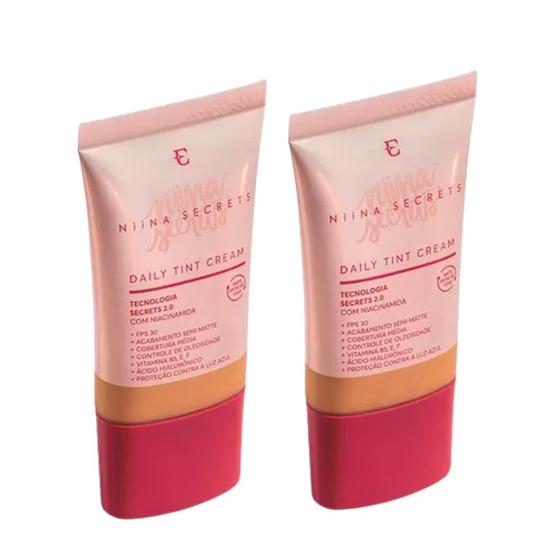 Imagem de Kit 2 Base Líquida Cor 48 Niina Secrets Eudora Daily Tint Cream Semi Matte 25ml
