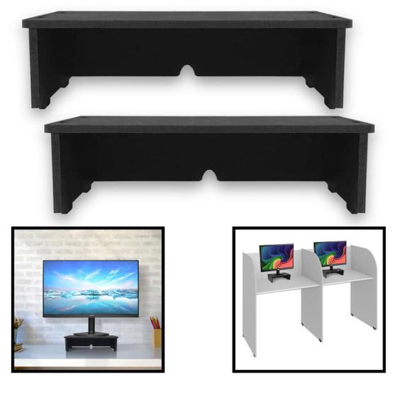 Imagem de Kit 2 Base Monitor PC Modular MDF Escritório Home Office