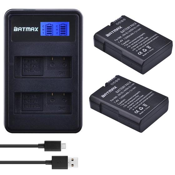 Imagem de Kit 2 Bateria Batmax EN-EL14 Com Carregador Duplo