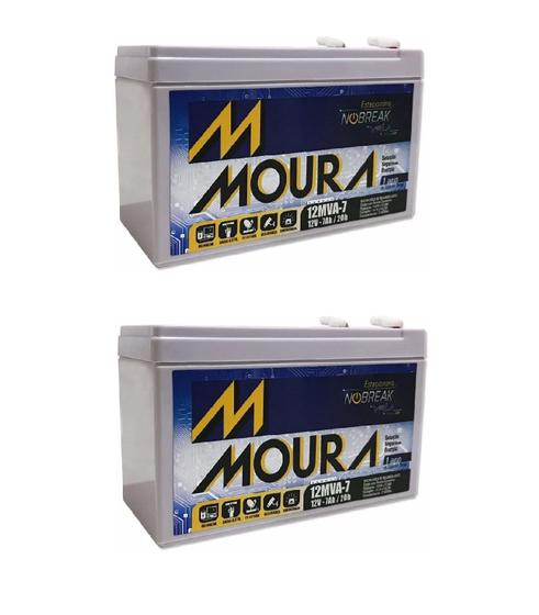 Kit 2 Baterias 12v 7ah Moura Equip Eletricos, Nobreak Menor preço em Kit 2 Baterias 12v 7ah Moura Equip Eletricos, Nobreak