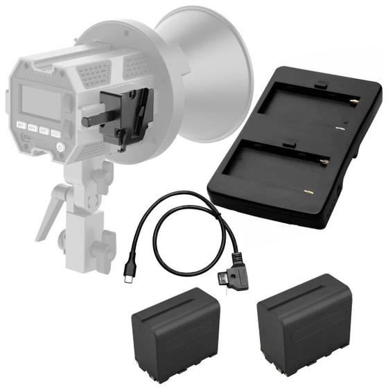Imagem de Kit 2 Baterias F970 Para Colbor Cl60 Com Suporte + Cabo Usb-c