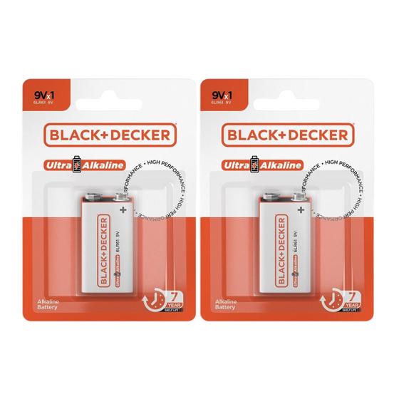 Kit 2 Baterias Pilha Alcalina 9V 6LR61 Sensor Black+Decker Imagem de Kit 2 Baterias Pilha Alcalina 9V 6LR61 Sensor Black+Decker