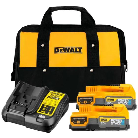 Imagem de Kit 2 Baterias Power Stack C/ Carregador DeWalt 20V 1,7A 