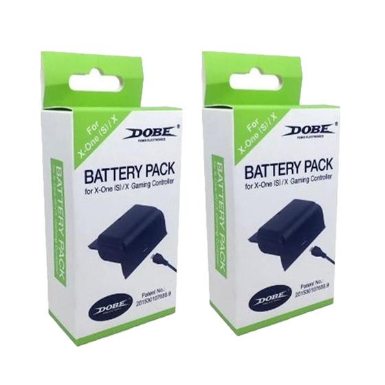 Imagem de Kit 2 Baterias Recarregáveis Preta + Cabo USB Carregador Compatível Controle Wireless de Xbox One (S)/X