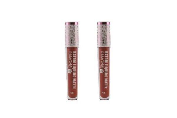 Imagem de Kit 2 Batom Líquido Matte Cor 04 Marrom 4ml - Ramona Make Up