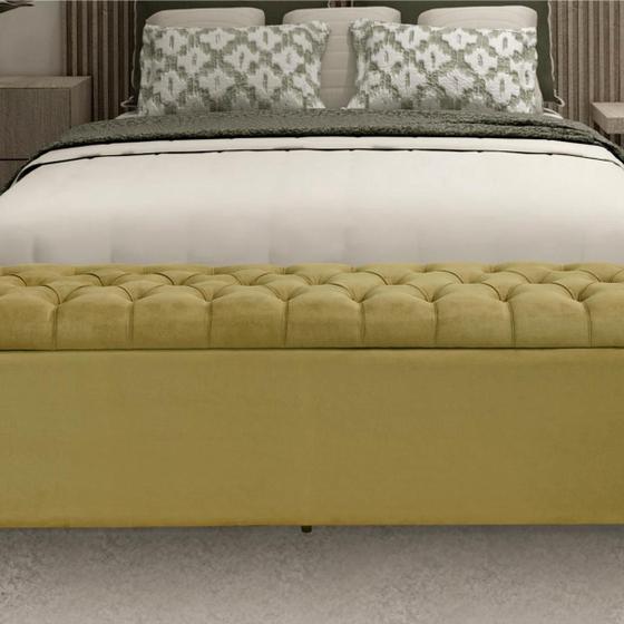 Imagem de Kit 2 Baús Imperatriz 120Cm Calçadeira Estofada Suede Amarelo