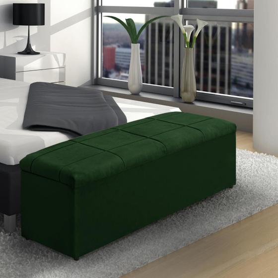 Imagem de Kit 2 Baús Raissa 138Cm Calçadeira Estofada Suede Verde Militar