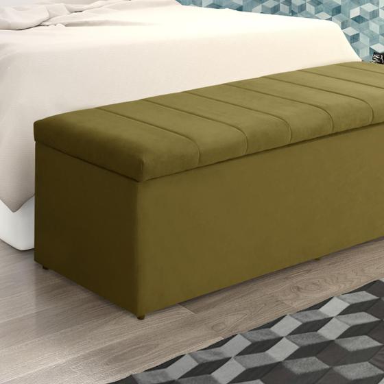 Imagem de Kit 2 Baús Vitória 120Cm Calçadeira Estofada Suede Amarelo