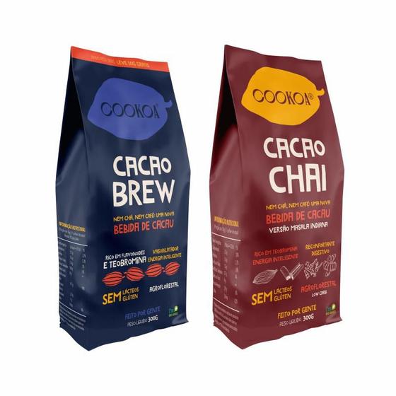 Imagem de Kit 2 Bebidas Zero Açúcar Cookoa: Cacao Chai, Cacao Brew