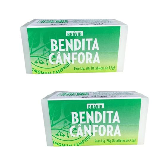 Imagem de Kit 2 Bendita Cânfora 28g Estojo Com 8 Tabletes - Bravir