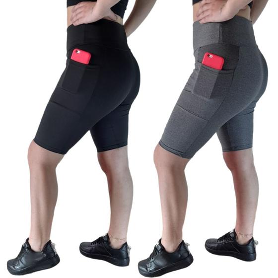 Kit 2 Bermuda Feminina Com Bolso Para Celular Roupa de Academia Moda Fitness Menor preço em Kit 2 Bermuda Feminina Com Bolso Para Celular Roupa de Academia Moda Fitness