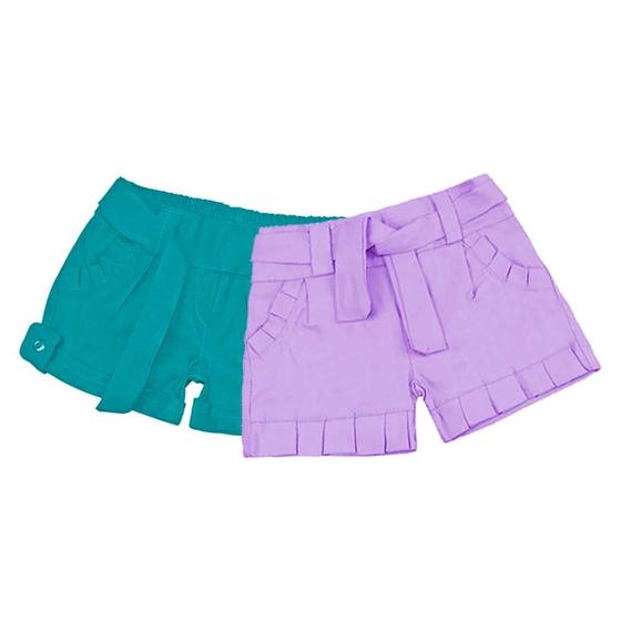 Imagem de KIT 2 Bermuda Infantil Menina Short Brim Grosso Cores Sortida