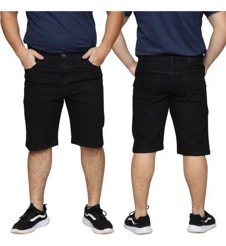 Imagem de Kit 2 Bermuda Jeans Tradicional Masculina Slim Plus Size Premium Algodão