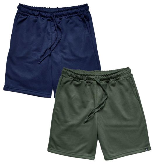 Imagem de Kit 2 Bermuda Masculina Moletom WSS Basic Verde e Azul