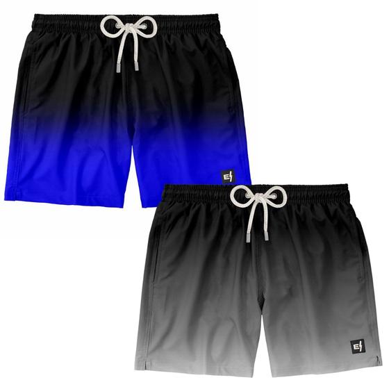 Imagem de kit 2 Bermuda Masculina Praia Estampada Musculação Surf Boardshort Verão Moda Casual Tactel