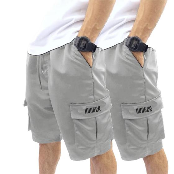 Imagem de Kit 2 Bermudas Corta Vento Bolso Cargo Hunter Colors Verão