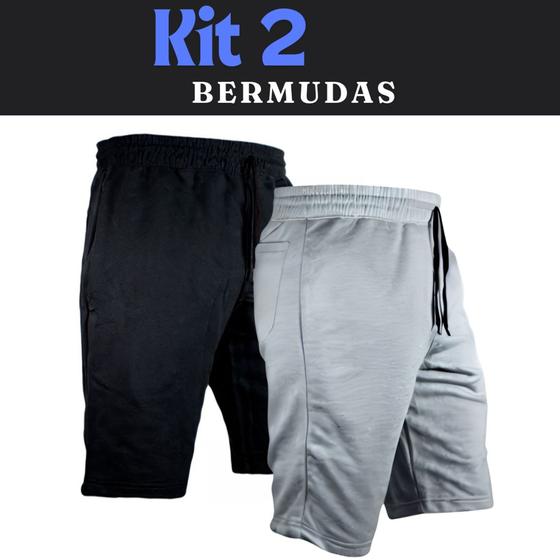 Imagem de Kit 2 Bermudas De Moletom Elástico Casual Treino