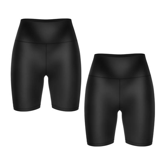 Imagem de Kit 2 Bermudas Legging Short Academia Fitness Ciclista Cintura Alta Cós Alto Feminina