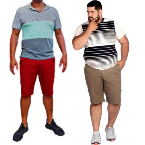 Imagem de Kit 2 Bermudas Masculina Brim Plus Size Esporte Fino Social