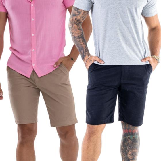 Imagem de Kit 2 Bermudas Masculina Sarja Modelo Social Esporte Fino