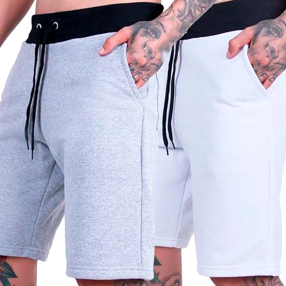 Imagem de Kit 2 Bermudas Masculina Shorts Moletom Liso Treino Musculação 