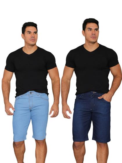 Imagem de Kit 2 bermudas masculinas slim com laycra