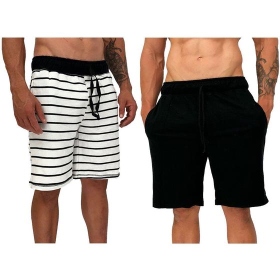 Imagem de Kit 2 Bermudas Moletom e Moletinho MXD Conceito Cores Diversas Opções Básica FullPrint Sport Fit