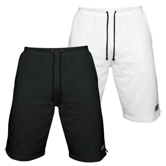 Imagem de Kit 2 Bermudas Moletom Masculina com 3 Bolsos Fenda Lateral Short Básico Casual Treino