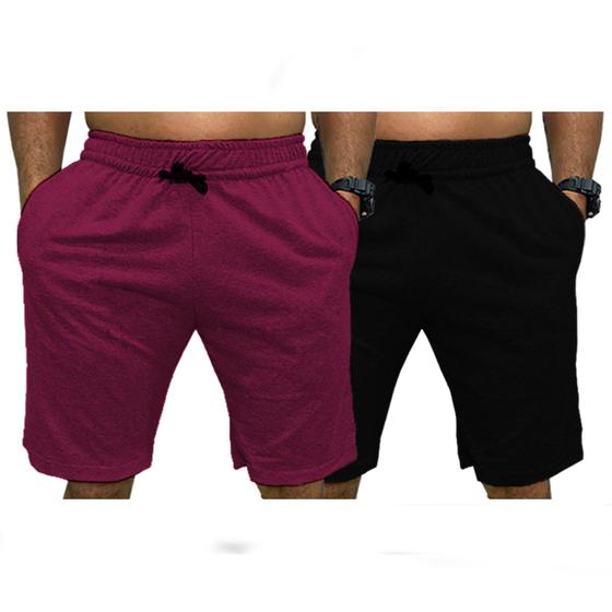 Imagem de Kit 2 Bermudas Moletom Short Com Bolso Treino Casual Cores Básico Esporte verão