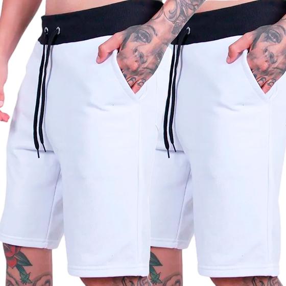 Imagem de Kit 2 Bermudas Plus Size Masculinas Shorts Moletom Numeração Grande Até G5