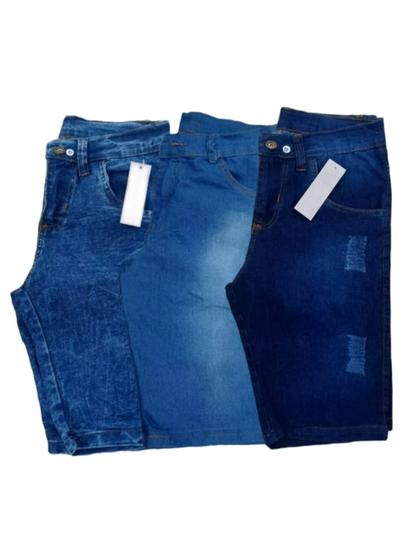 Imagem de Kit 2 Bermudas Shorts Jeans Masculina com botão Zip Lycra Elastano