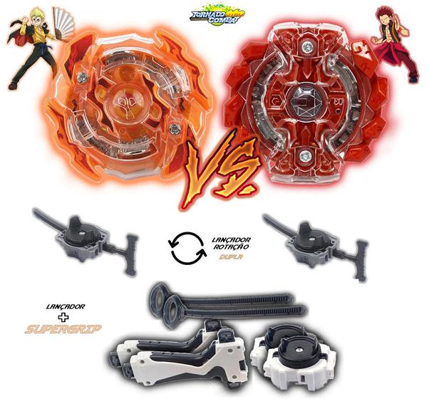 Imagem de Kit 2 Beyblade Burst + 4 Lançadores Roktavor Vs Gaianon Tornado Gyro