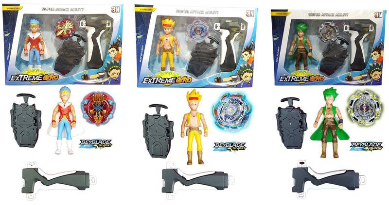 Imagem de Kit 2 Beyblade Burst C/2 Super Lançador + 2 Grip Ganhe 2 Bonecos