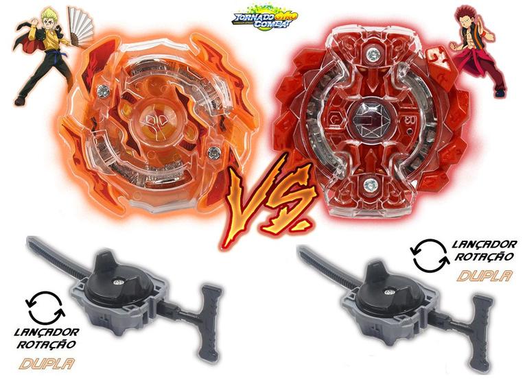 Imagem de Kit 2 Beyblade Burst Roktavor Vs Gaianon + 2 Lançadores Tornado Gyro