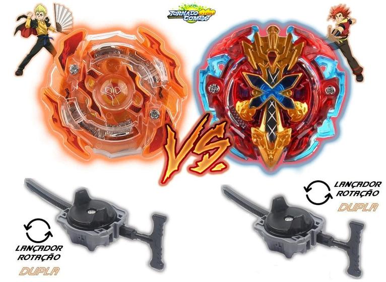 Imagem de Kit 2 Beyblade Burst Roktavor Vs Xcalius 2 Lançador Beyblade