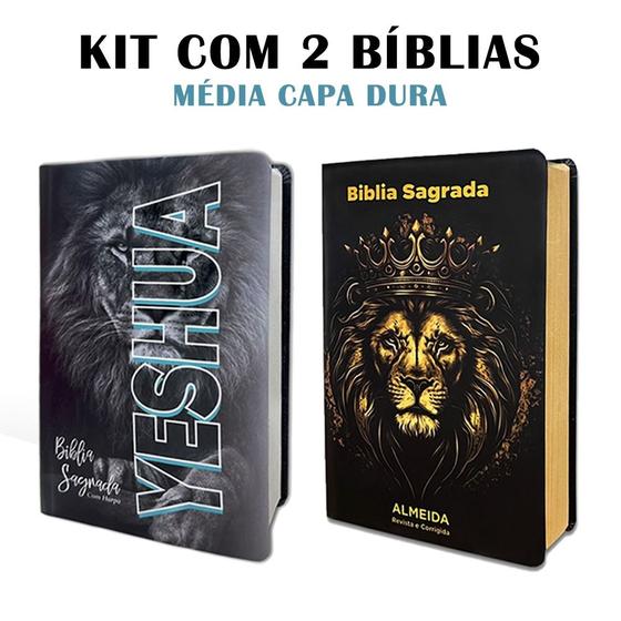 Imagem de Kit 2 Bíblias Letra Grande Luxo com Harpa - Edição de Promessas