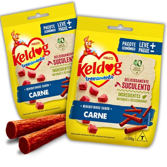 Imagem de Kit 2 Bifinho Petisco Keldog Criadores Sabor Carne para Cães - 500g - Kelco