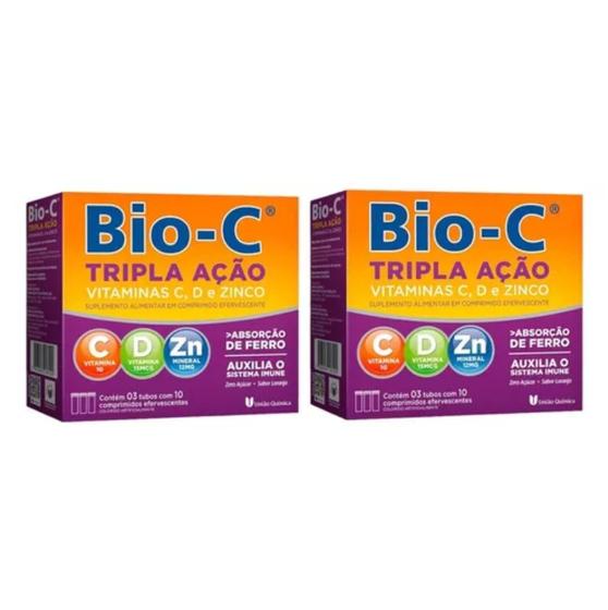 Imagem de Kit 2 Bio-c Tripla Ação Efervescente C/30 Comprimidos