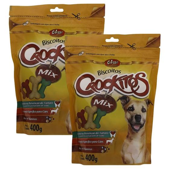 Imagem de Kit 2 Biscoito para Cão Colosso Crockitos Mix com 400g