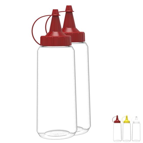Imagem de Kit 2 Bisnagas Flexível Transparente 250ML Molho Ketchup Maionese Mostarda Lanchonete Reutilizável
