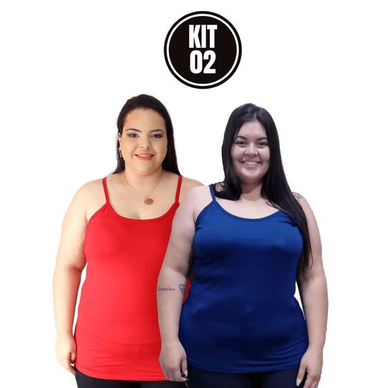 Imagem de Kit 2 Blusa Alça Fina Plus Size