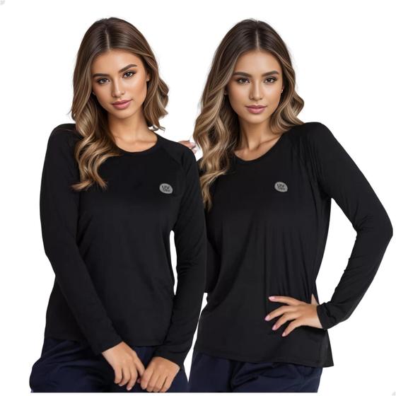 Imagem de Kit 2 Blusa Camisa Feminina Proteção Uv Termica Solar Praia