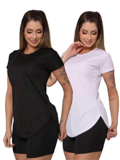 Imagem de Kit 2 Blusa Feminina Tapa Bumbum Dry Fit Academia Fitness Lisa